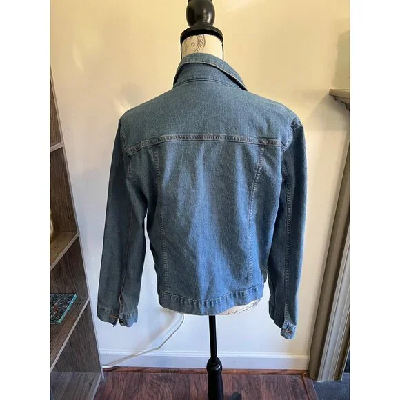 Faded Glory Button Down Classic Trucker Jean Jacket Large Stretch Classic - Picture 4 of 9